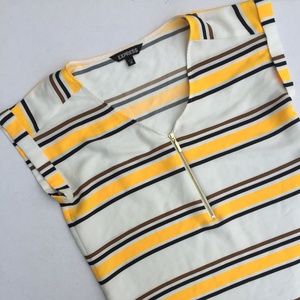Express black white yellow stripe top